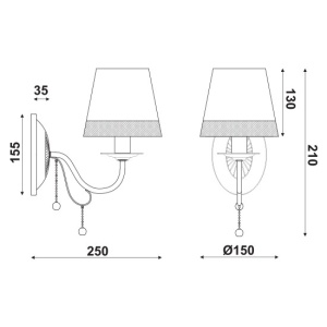 APLICA ACA LIGHTING EG167281WBW METAL NEGRU MAT TEXTIL ALB NEGRU CRISTAL E14