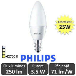Bec LED Philips - CorePro LEDcandle 3,5W E14 230V B38 alb-cald