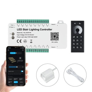 Controler Smart Iluminat Scări 16 Trepte cu telecomandă ,2 senzori și aplicație
