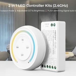 Kit MiBoxer Dimmer și telecomandă albă perete 2 în 1 monocolor/CCT RF, 12A, 12-24V - Img 6
