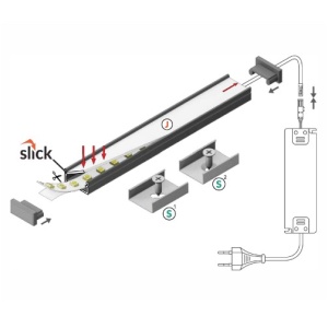 Profil LED aparent BEGTON 12, negru, lungime 2m - Img 2