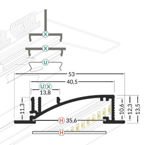 Profil LED încastrat FLAT 8, aluminiu anodizat, lungime 2m - Img 3