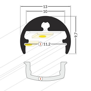 Profil LED pentru vitrine PEN 8, aluminiu anodizat, lungime 2m - Img 3