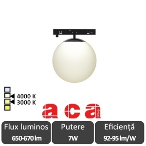 ACA Pendul șina magnetică slim TOB 7W 3000/4000K Negru