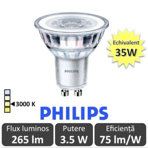 Bec LED Philips - CorePro LEDspotMV 3,5W GU10 830 36D alb-cald
