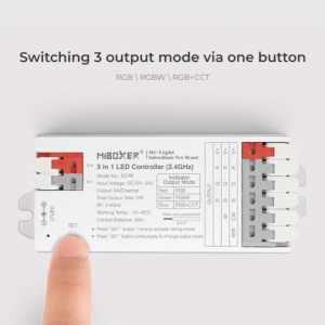 Controler MiBoxer 3 în 1 RGB/RGBW/RGB+CCT RF, 12A, 12-24V - Img 3