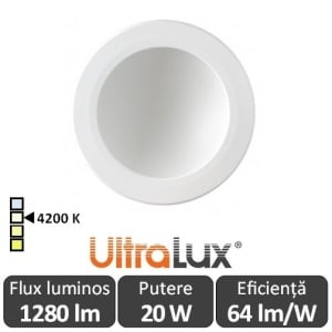 Downlight Led Rotund Lumină Indirectă 20W 4200K ( Alb-Neutru )