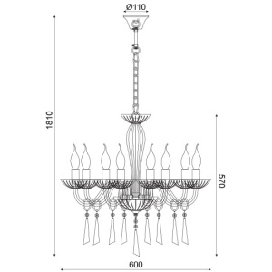 CORP SUSPENDAT ACA LIGHTING BLK80288PCG METAL AURIU TRANSPARENT E14