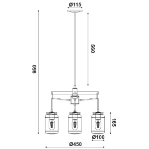 CORP SUSPENDAT ACA LIGHTING EG166603P METAL NEGRU STICLA TRANSPARENTA E27