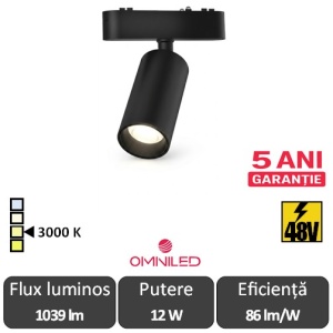 OMNILED SPOT Proiector șina magnetică ultra slim XT 12W 3000K Negru