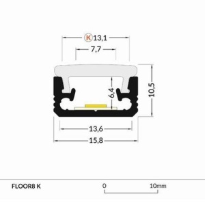 Profil LED de pardoseală FLOOR8, aluminiu anodizat, lungime 2m - Img 2