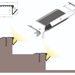 Profil LED de trepte UP-BOLD12, negru, lungime 2m - Img 3