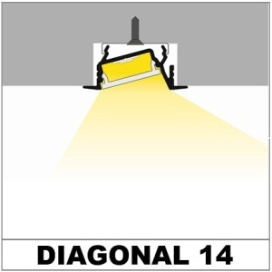 Profil LED încastrat DIAGONAL 14, aluminiu anodizat, lungime 2m - Img 3