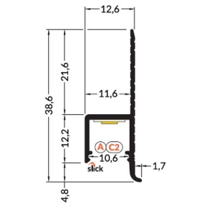 Profil LED încastrat OMNI 10, aluminiu anodizat, lungime 2m - Img 4