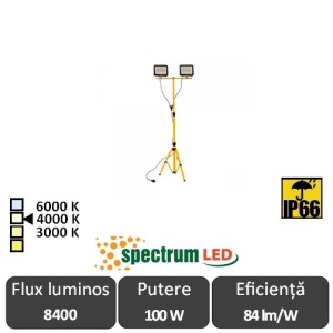 Spectrum - Set 2x50W Proiectoare pe trepied IP66
