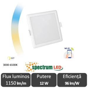 Spot Pătrat Smart Spectrum WIFI CCT 12W