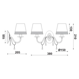 APLICA ACA LIGHTING EG167282WBW METAL NEGRU MAT TEXTIL ALB NEGRU CRISTAL E14
