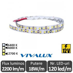 Bandă LED flexibilă - Vivalux Galo LED 18W/m 12V rolă 5m alb-cald/neutru/rece