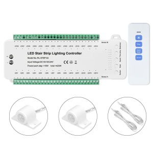 Controler Smart Iluminat Scări 28 Trepte cu telecomandă și 2 senzori
