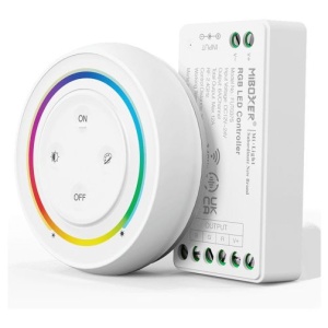 Kit RGB MiBoxer Dimmer și telecomandă albă perete RF, 12A, 12-24V