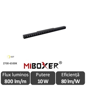 MIBOXER Proiector liniar șină magnetică Zigbee + RF Dimabil 10W CCT Negru
