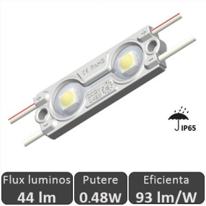 Modul LED 0.48W SMD5050 12Vdc IP65, alb-rece