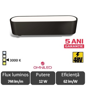 OMNILED OPAL Proiector liniar șina magnetică ultra slim XT 12W 3000K Negru
