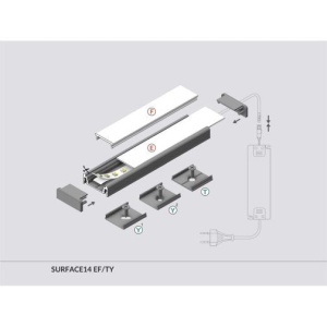 Profil LED aparent SURFACE 14, aluminiu anodizat, lungime 2m - Img 3