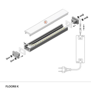 Profil LED de pardoseală FLOOR8, aluminiu anodizat, lungime 2m - Img 3