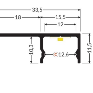 Profil LED încastrat UNI-TILE12 180deg C PLUS, aluminiu anodizat, lungime 2m - Img 4