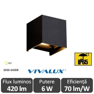 Vivalux STARK 2x3W CCT Alb sau Negru IP65