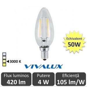 Bec LED Clasic Vivalux 4W 420lm E14 BF35