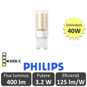 Bec LED Philips - LEDcapsuleMV 3.2-40W G9 230V alb-cald
