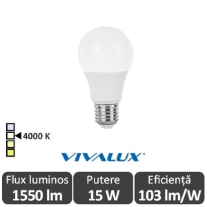 Bec LED Vivalux - Bulb LED 15W A60 E27 alb-neutru