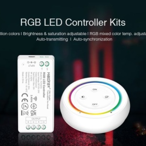 Kit RGB MiBoxer Dimmer și telecomandă albă perete RF, 12A, 12-24V - Img 3
