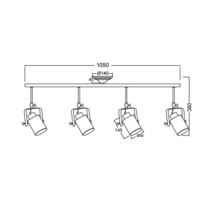 Lampă suspendată Aca Lighting 4xE27 Negru sau Alb-Auriu - Img 3