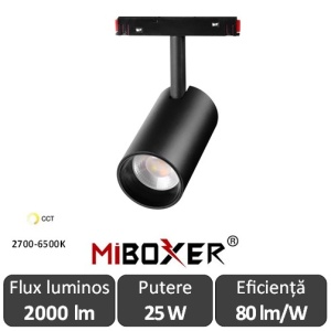 MIBOXER Proiector șină magnetică Zigbee + RF Dimabil 25W CCT Negru