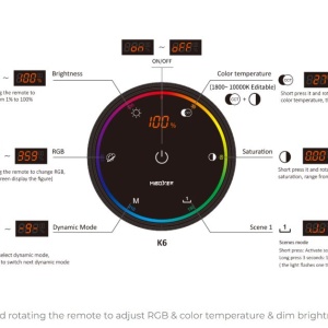 MiBoxer Telecomandă rotativă K6 RGb/RGBW/RGB+CCT RF Neagră - Img 6