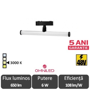 OMNILED LINIA Corp iluminat șina magnetică ultra slim XT 6W 3000K Negru