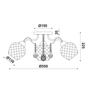 CORP SUSPENDAT ACA LIGHTING EG165883C METAL ALB PATINAT STICLA SABLATA CRISTAL E27
