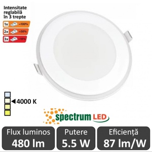 Spot Rotund FIALE Spectrum Dimabil în 3 trepte alb-neutru 5.5W