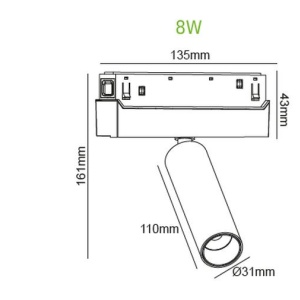 ACA Proiector șina magnetică HUBE MINI 8W 3000/4000K Alb sau Negru - Img 3