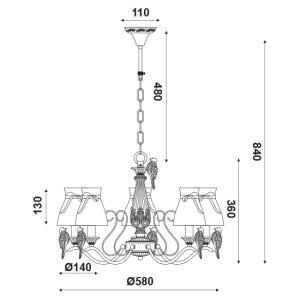 CORP SUSPENDAT ACA LIGHTING EG166085PW METAL ALB PATINAT AURIU TEXTIL ALB E14