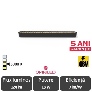 OMNILED GRID Proiector liniar șina magnetică ultra slim XT 18W 3000K Negru