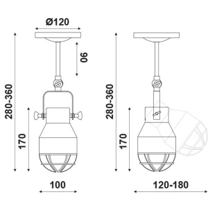 CORP SUSPENDAT ACA LIGHTING EG169901CB METAL NEGRU ALB E27