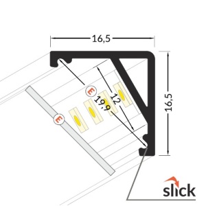 Profil LED de colț CABI 12,negru, lungime 2m - Img 3