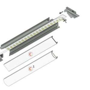 Profil LED încastrat DIAGONAL 10, aluminiu neanodizat, lungime 2m - Img 3