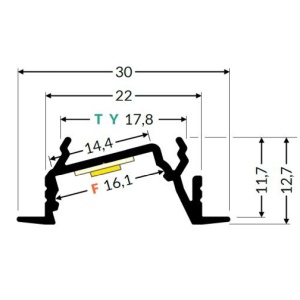 Profil LED încastrat DIAGONAL 14, aluminiu anodizat, lungime 2m - Img 2