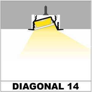 Profil LED încastrat DIAGONAL 14, aluminiu neanodizat, lungime 2m - Img 5