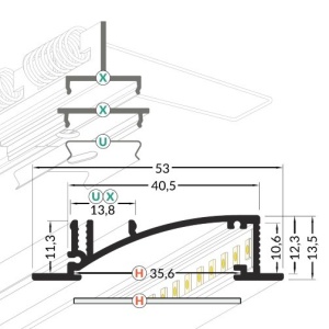 Profil LED încastrat FLAT 8, alb, lungime 3m - Img 3